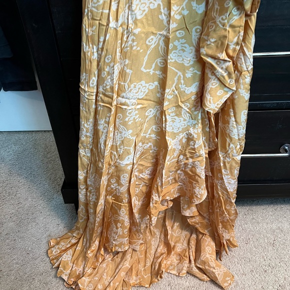 &Other Stories Capsule Yellow Floral Wrap Flowy Midi Kimono Wedding Guest Dress - Picture 6 of 10
